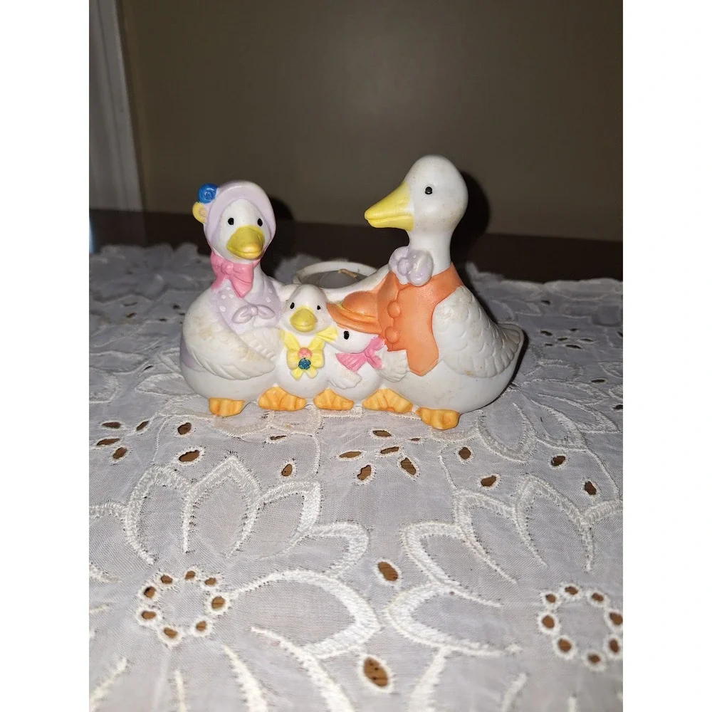 Vintage Duck Family Ceramic Figurine Candle Holder Country Cottagecore Decor